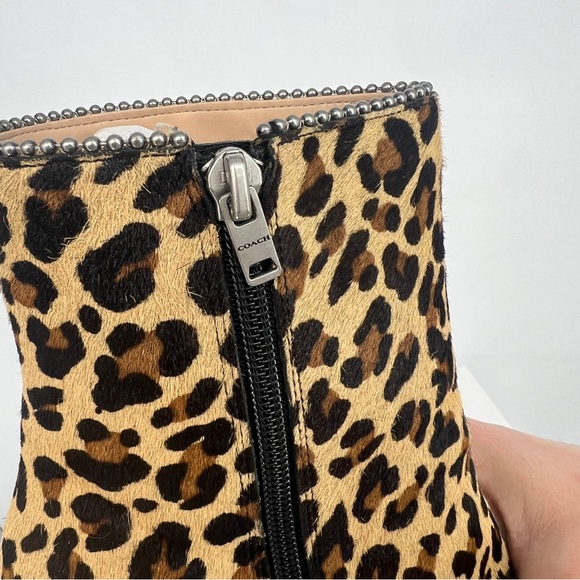 COACH Drea Beadchain Leopard Block Heel Almond Toe Ankle Boots Sz 11 - Picture 13 of 13